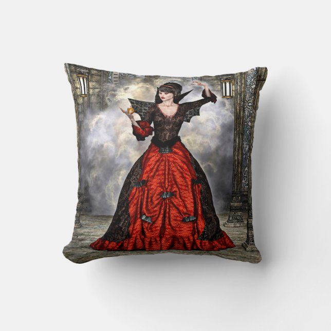 Female Wizard Throw Pillow (Front)