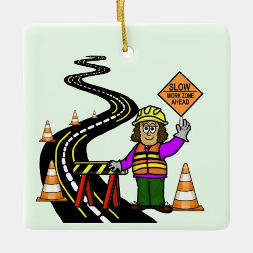Female Work Zone Traffic Control  Ornament