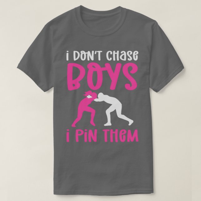 Female Wrestler Girl Motif Wrestling T-Shirt (Design Front)