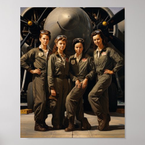 Female WWII B_52 Bomber Crew in Uniform Poster