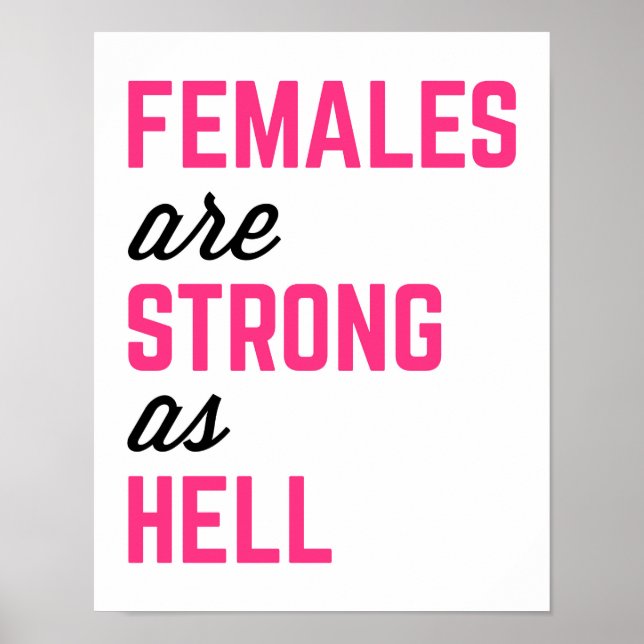Females Strong Hell Gym Quote Poster (Front)