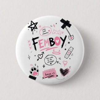 Femboy Aesthetic Cute Soft Chaotic Doodle Button