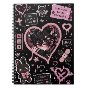 femboy aesthetic, pastel goth notebook