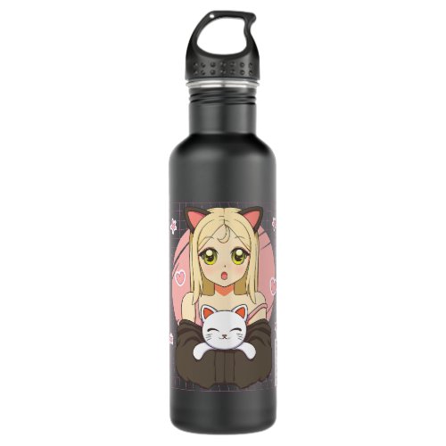 Femboy Anime with Cute Cat and Cute Little Femboy Stainless Steel Water Bottle