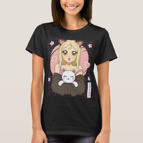 Femboy Anime with Cute Cat and Cute Little Femboy T_Shirt