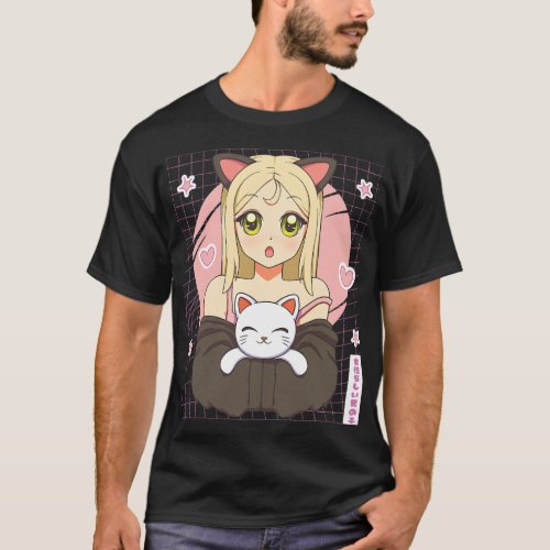 Femboy Anime with Cute Cat and Cute Little Femboy T_Shirt