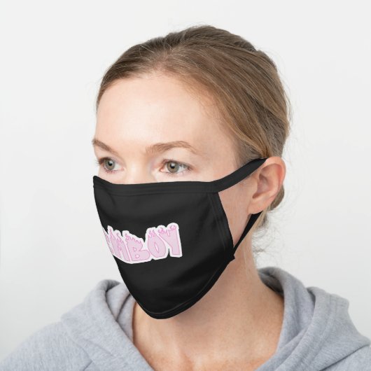 FEMBOY BLACK COTTON FACE MASK (Angled)