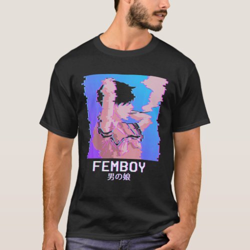 Femboy Japanese Vaporwave Aesthetic LGBTQ Gay Quee T_Shirt