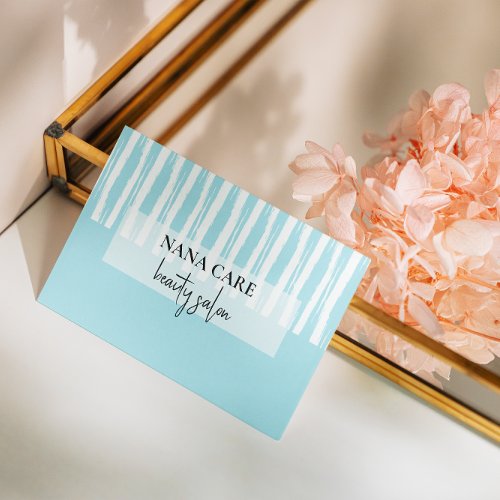 Feminie Baby Blue stripes beauty salon Business Card