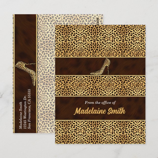 Feminine and Classy Cheetah Print and Stiletto Postcard (Front/Back)