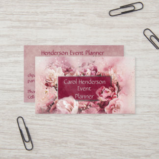 Feminine and Elegant Floral Event Party Planner Business Card