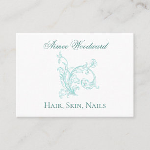 Feminine Baroque Embellished Aqua and White Business Card