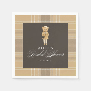 Feminine Bear Beige Bridal Shower Napkins