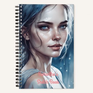 Feminine Beautiful Woman's Portrait in Blue Hues