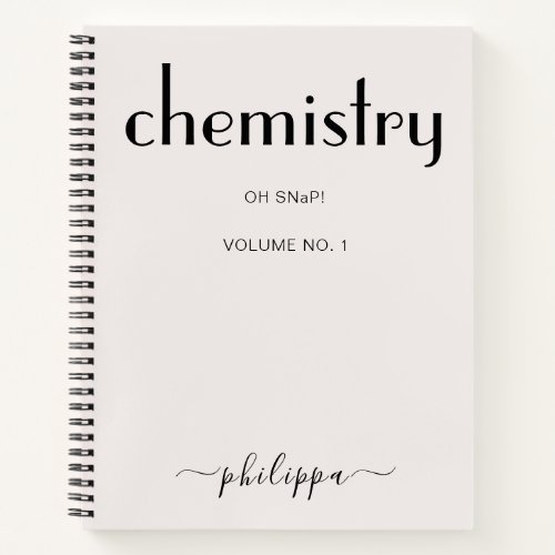 Feminine Beige Black Personalized Chemist Notebook
