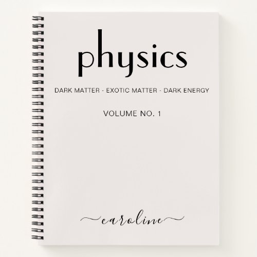 Feminine Beige Black Personalized Physics Notebook