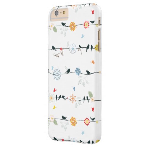 Feminine Birds on a Wire and Flowers Barely There iPhone 6 Plus Case