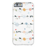 Feminine Birds On A Wire And Flowers Barely There Iphone 6 Case at Zazzle