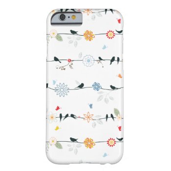 Feminine Birds On A Wire And Flowers Barely There Iphone 6 Case by JK_Graphics at Zazzle