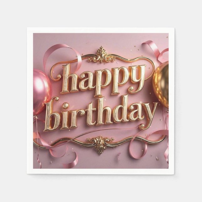 Feminine birthday luxurious elegant extravagant napkins (Front)