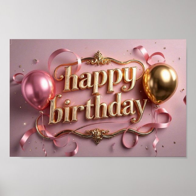 Feminine birthday luxurious elegant extravagant poster (Front)