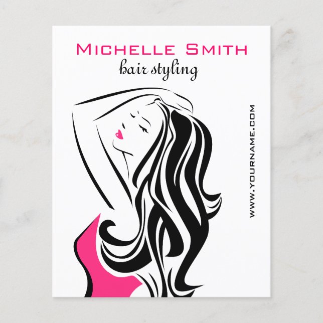Feminine black and pink Fashion Girl Hair Styling  Flyer (Front)