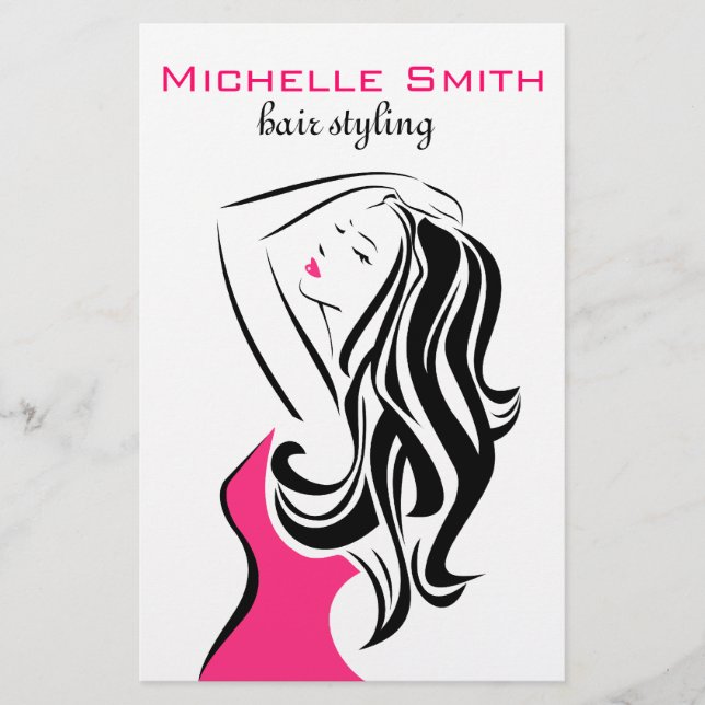 Feminine black and pink Fashion Girl Hair Styling  Flyer (Front)