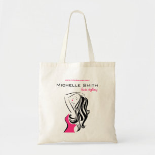 Feminine black and pink Fashion Girl Hair Styling Tote Bag