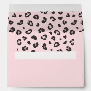 Feminine Black on Pink Leopard Print Envelope