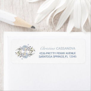 Feminine Blue Floral Bouquet Return Address Label