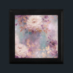 Feminine Blue White Gold Purple Floral Gift Box<br><div class="desc">Feminine Blue White Gold Purple Flowers</div>