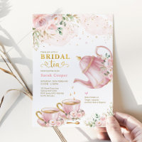 Feminine Blush Gold Floral Bridal Shower Tea Party