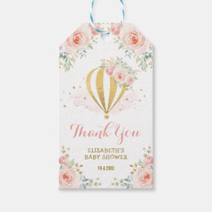Feminine Blush Gold Hot Air Balloon Party Favors Gift Tags