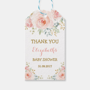 Feminine Blush Gold Watercolor Roses Party Favors Gift Tags