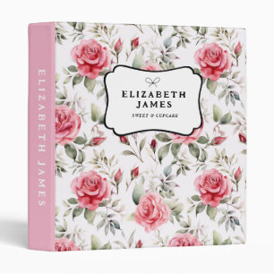 Feminine Blush Peonies Floral Pattern Personalized 3 Ring Binder