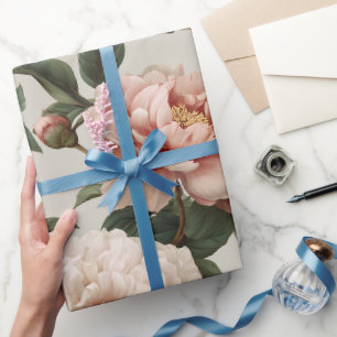 Feminine Blush Peony White Floral Pattern Wrapping Paper