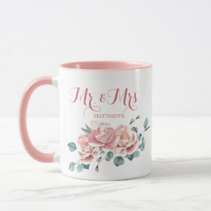 Feminine Blush Pink and White Watercolor Floral Wr Mug