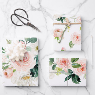 Details about   NOS 1980's Vintage Floral Peach Lily flowers Foil Gift Wrap Paper Craft 