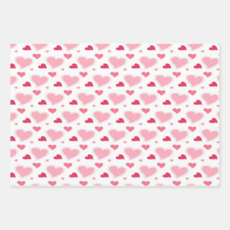 Feminine Blush Pink and White Watercolor hearts Wrapping Paper Sheets