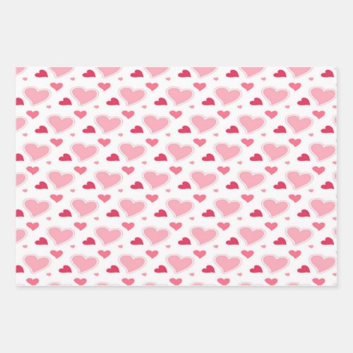 Feminine Blush Pink and White Watercolor hearts   Wrapping Paper Sheets