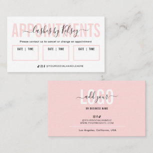 Feminine Blush Pink Beauty Salon Lash Spa Logo Appointment Card