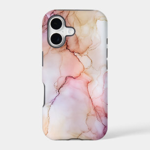 Feminine Blush Pink Beige Alcohol Ink Marble iPhone 17 Case