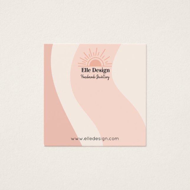 Feminine Blush Pink Boho Sun Earring Display Card (Front)