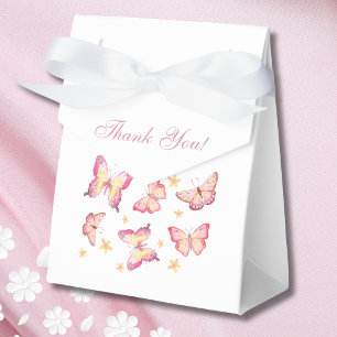 Feminine Blush Pink Butterfly Baby Girl Shower Favor Boxes