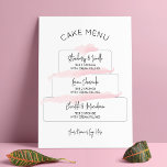 Feminine Blush Pink Elegant Tiered Cake Flavors Poster<br><div class="desc">Feminine 3-tier cake flavor menu with a wedding cake graphic and space for your flavor names for each tier. This blush pink watercolor wedding cake sign is perfect to create personalized cake flavours menu for your cake bar,  wedding reception or cake boutique. More tier options available in our shop!</div>