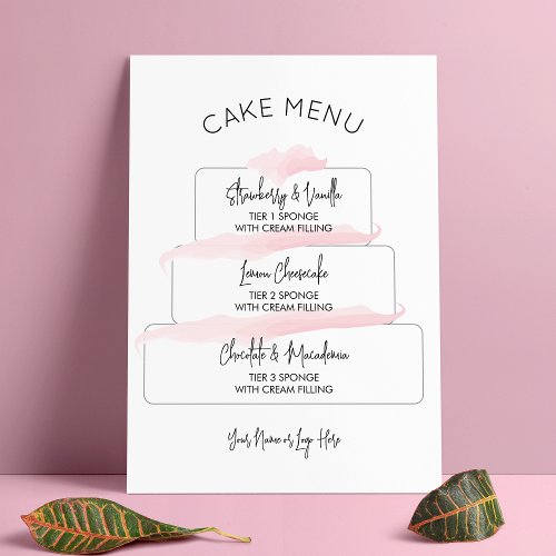 Feminine Blush Pink Elegant Tiered Cake Flavors Poster