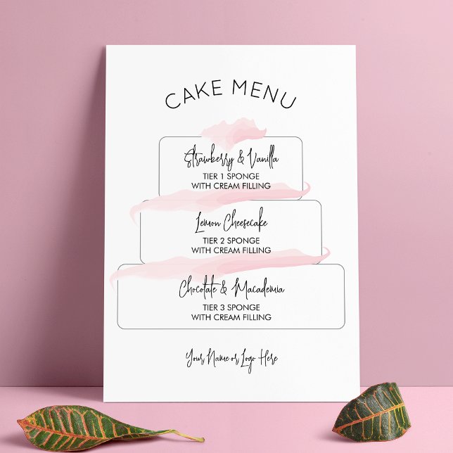 Feminine Blush Pink Elegant Tiered Cake Flavors Poster (Creator Uploaded)