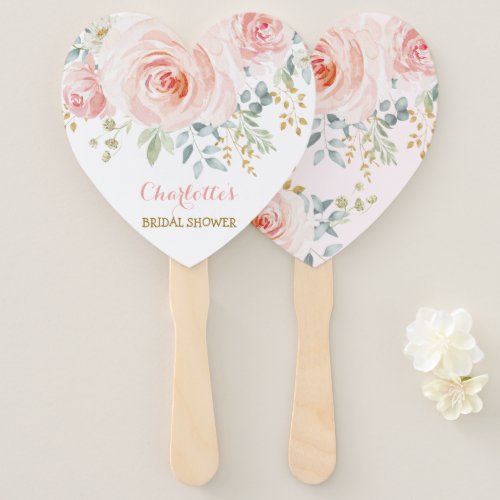 Feminine Blush Pink Floral Bridal Wedding Shower Hand Fan