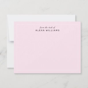 Feminine Blush Pink From the Desk of Script Name Note Card