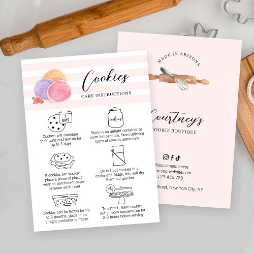 Feminine Blush Pink Watercolor Art Cookies Care Business Card